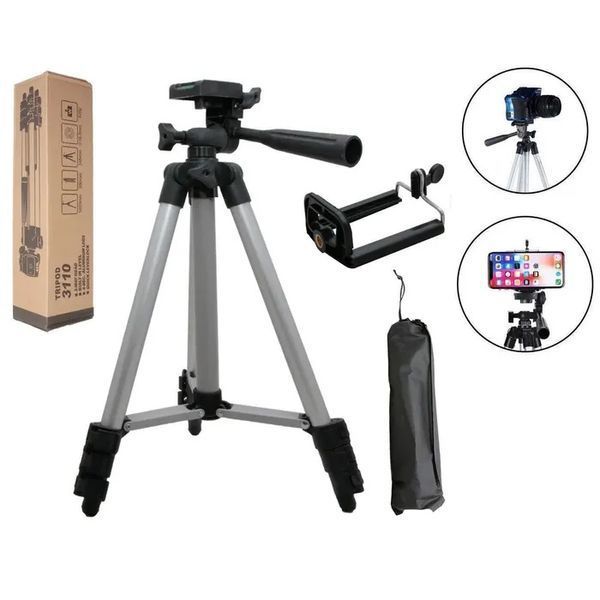 Штатив для телефона и фотоаппарата Tripod 3110 PRO портативный трипод 0,35-1.02м высота. Цвет: серебряный 00012537 фото