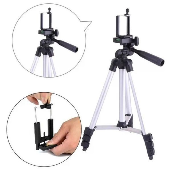 Штатив для телефона и фотоаппарата Tripod 3110 PRO портативный трипод 0,35-1.02м высота. Цвет: серебряный 00012537 фото