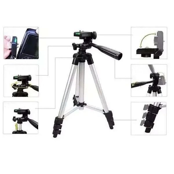 Штатив для телефона и фотоаппарата Tripod 3110 PRO портативный трипод 0,35-1.02м высота. Цвет: серебряный 00012537 фото