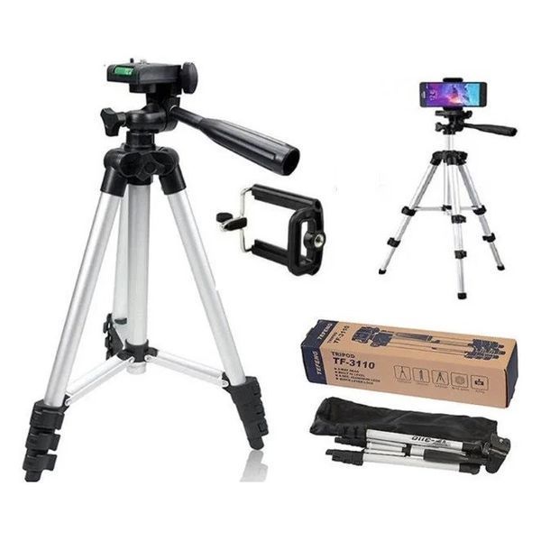 Штатив для телефона и фотоаппарата Tripod 3110 PRO портативный трипод 0,35-1.02м высота. Цвет: серебряный 00012537 фото