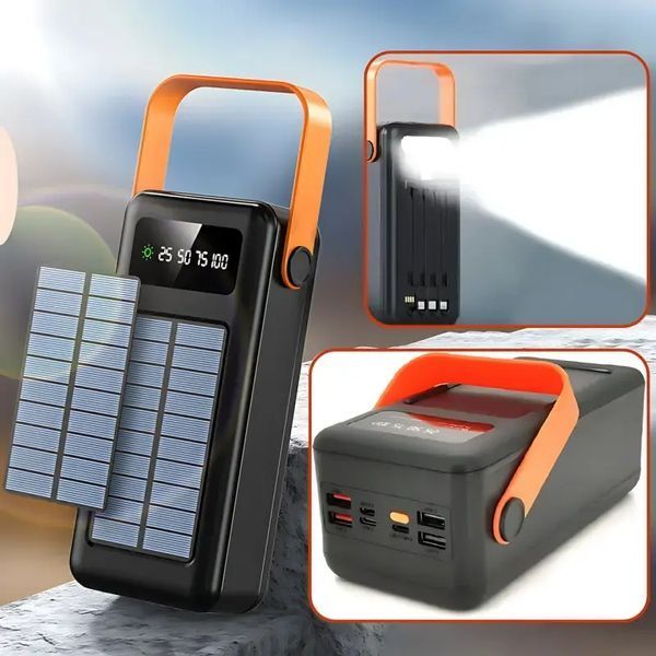 Портативна батарея зовнішня повербанк Power Bank 50000 mAh із сонячною панеллю та ліхтариком YM-635CX 00017933 фото