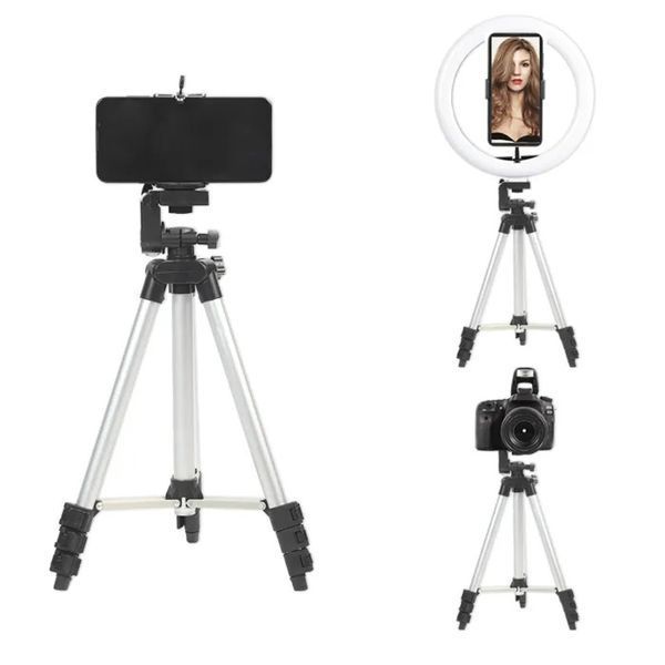 Штатив для телефона и фотоаппарата Tripod 3110 PRO портативный трипод 0,35-1.02м высота. Цвет: серебряный 00012537 фото