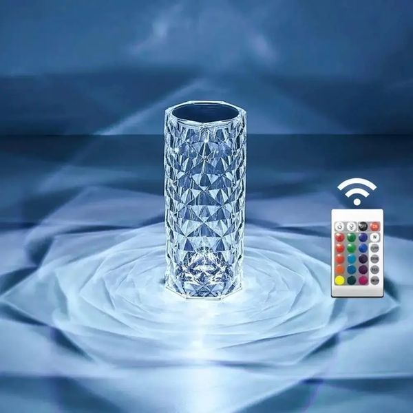 Настольная лампа Роза с пультом RGB Crystal Rose. Проекционный светильник-торшер ночник rose diamond table lamp кристалл 00022177 фото
