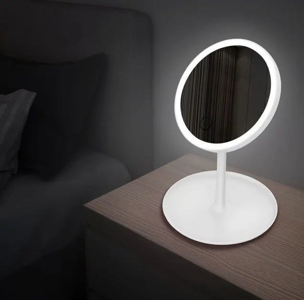 Дзеркало для макіяжу, дзеркало косметичне з LED з яскравим лід підсвічуванням, вбудованим акумулятором, біле 00014756 фото