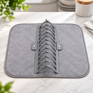 Сушилка для посуды Dish Drain Rack / Складная сушилка с микрофибровым ковриком 2019407 фото
