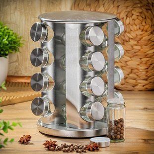 Spice Carousel карусель на 20 ємностей - скляний органайзер для зберігання спецій - підставка для кухні, що обертається 2053075 фото