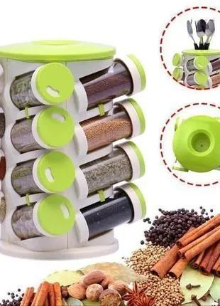 Стійка для зберігання спецій spice rack sixteen in one, набір для спецій 16 в 1 00020356 фото