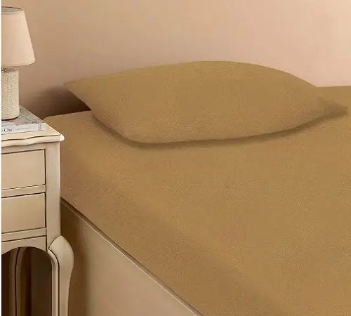 бежеве Простирадло махрове на резинці з наволочками Anisa (220х240+30 см) 00014270 фото