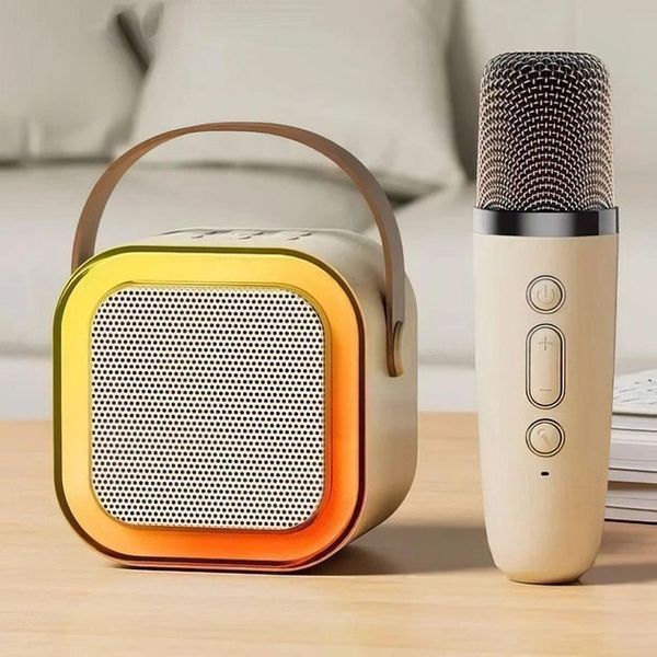 Портативная колонка с караоке микрофоном и RGB подсветкой K12 10W Bluetooth. Цвет: белый 00016321 фото