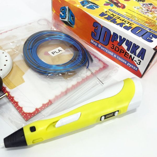 3D ручка Smart 3D Pen 2 c LCD дисплеєм, Дитяча електро ручка для фігурок із пластику. Колір: жовтий 00015789 фото