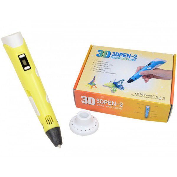 3D ручка Smart 3D Pen 2 c LCD дисплеєм, Дитяча електро ручка для фігурок із пластику. Колір: жовтий 00015789 фото