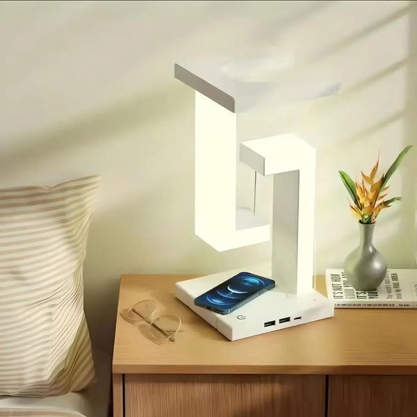 Настільна лампа SHS 2238 світлодіодна з 2*USB та бездротовою зарядкою 10W 00017385 фото