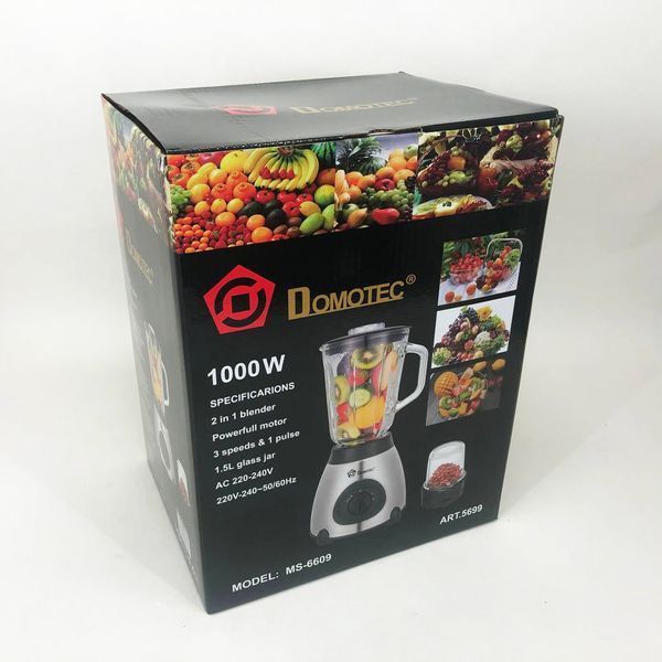 Блендер Domotec MS-6609/5699 с кофемолкой стационарный на 1.5л 1000 Вт, блендер для смузи, электрический 00019919 фото