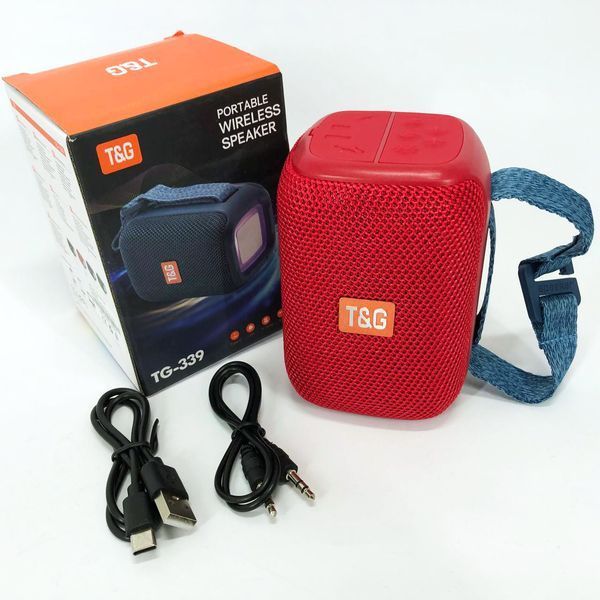 Портативная Bluetooth колонка TG339 5W с RGB подсветкой, Громкая блютуз колонка. Цвет: красный 00017223 фото