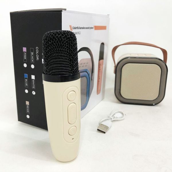 Портативная колонка с караоке микрофоном и RGB подсветкой K12 10W Bluetooth. Цвет: белый 00016321 фото