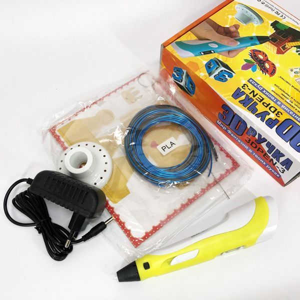 3D ручка Smart 3D Pen 2 c LCD дисплеєм, Дитяча електро ручка для фігурок із пластику. Колір: жовтий 00015789 фото