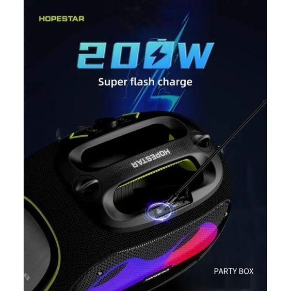 Бездротова Bluetooth колонка HOPESTAR PARTYBOX, 120 ВТ із двома мікрофонами 00017542 фото