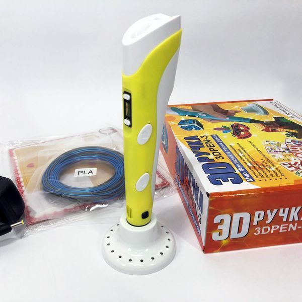 3D ручка Smart 3D Pen 2 c LCD дисплеєм, Дитяча електро ручка для фігурок із пластику. Колір: жовтий 00015789 фото