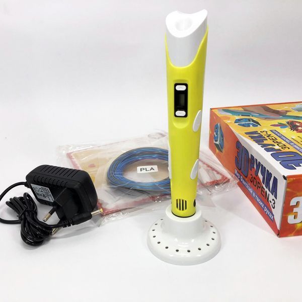 3D ручка Smart 3D Pen 2 c LCD дисплеєм, Дитяча електро ручка для фігурок із пластику. Колір: жовтий 00015789 фото