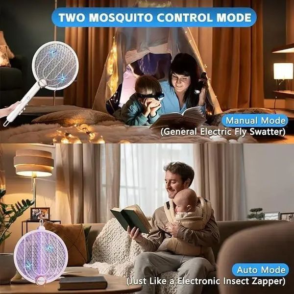 Електрична мухобійка Buzzeap, складна електрична мухобійка 3 в 1, електрична мухобійка 00013228 фото