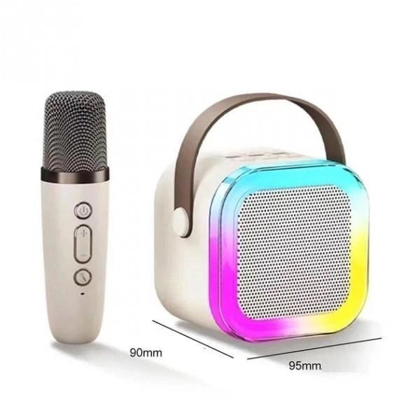 Портативная колонка с караоке микрофоном и RGB подсветкой K12 10W Bluetooth. Цвет: белый 00016321 фото