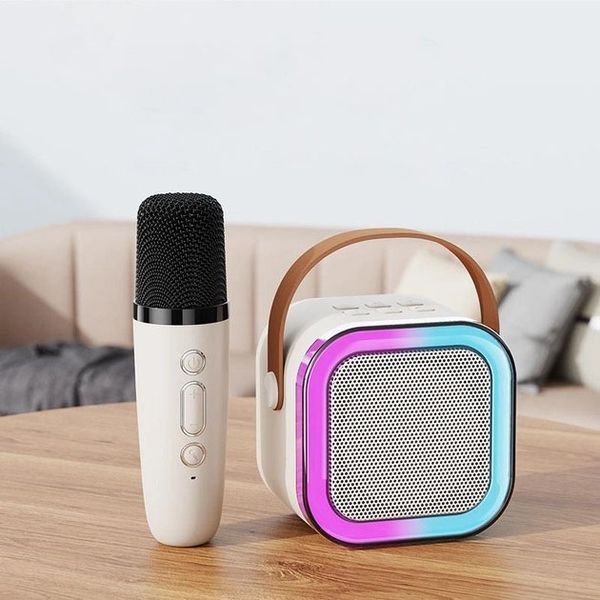 Портативная колонка с караоке микрофоном и RGB подсветкой K12 10W Bluetooth. Цвет: белый 00016321 фото