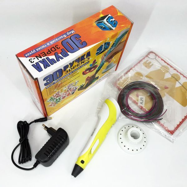 3D ручка Smart 3D Pen 2 c LCD дисплеєм, Дитяча електро ручка для фігурок із пластику. Колір: жовтий 00015789 фото