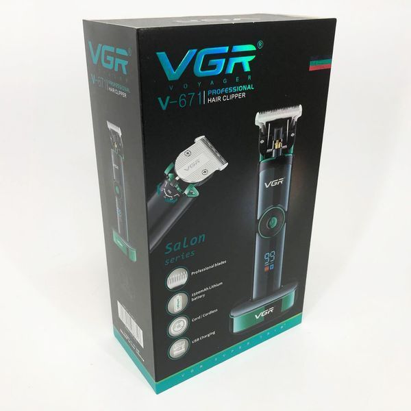 Универсальная машинка триммер для стрижки волос VGR V-671 аккумуляторный с набором насадок и LED дисплеем 00014400 фото