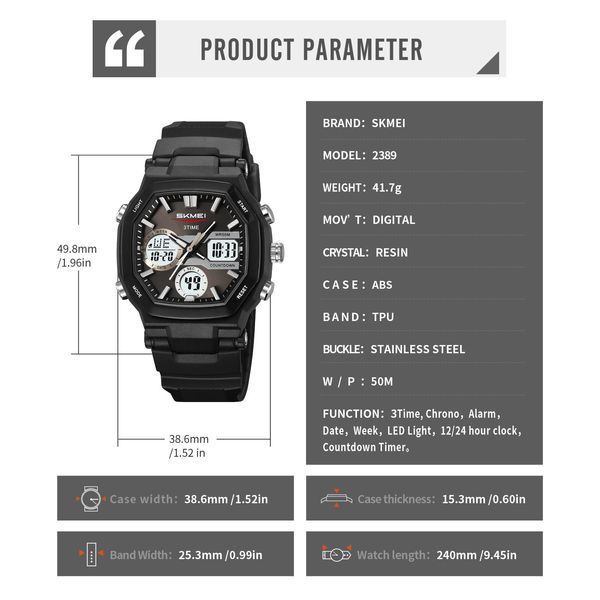 Часы наручные мужские SKMEI 2389BK 00022214 фото