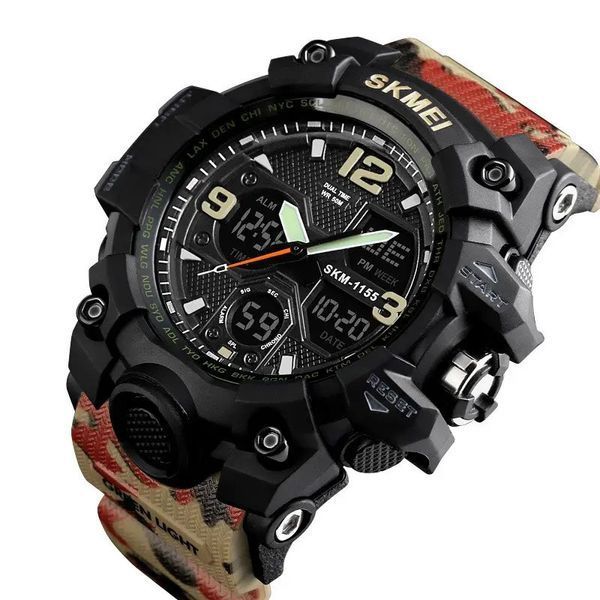 Часы наручные мужские SKMEI 1155BAG RED CAMO, брендовые мужские часы. Цвет: красный камуфляж 00022027 фото