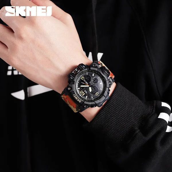 Часы наручные мужские SKMEI 1155BAG RED CAMO, брендовые мужские часы. Цвет: красный камуфляж 00022027 фото