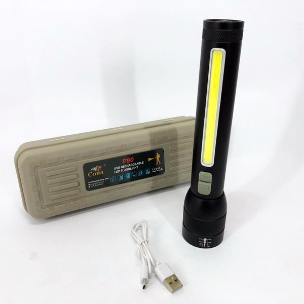 Фонарь аккумуляторный CB-C23-P90+COB, Фонарик светодиодный ручной аккумуляторный портативный 00022945 фото
