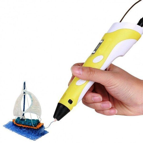 3D ручка Smart 3D Pen 2 c LCD дисплеєм, Дитяча електро ручка для фігурок із пластику. Колір: жовтий 00015789 фото