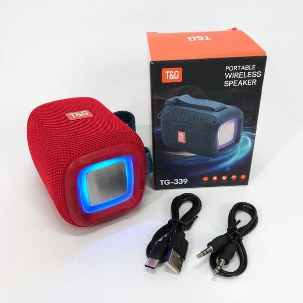Портативная Bluetooth колонка TG339 5W с RGB подсветкой, Громкая блютуз колонка. Цвет: красный 00017223 фото