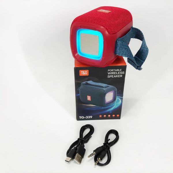 Портативная Bluetooth колонка TG339 5W с RGB подсветкой, Громкая блютуз колонка. Цвет: красный 00017223 фото