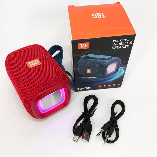 Портативная Bluetooth колонка TG339 5W с RGB подсветкой, Громкая блютуз колонка. Цвет: красный 00017223 фото