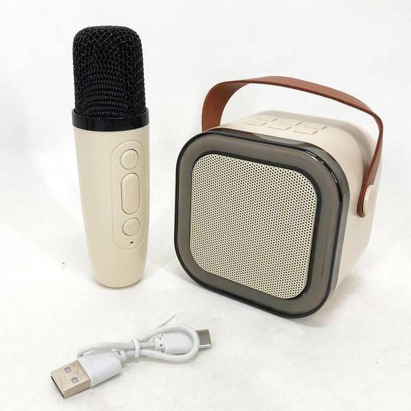 Портативная колонка с караоке микрофоном и RGB подсветкой K12 10W Bluetooth. Цвет: белый 00016321 фото