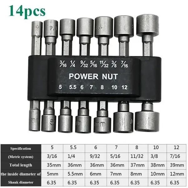Набор шестигранных головок для шуруповерта 14 PCS sleeve AND 00022581 фото