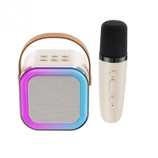 Портативная колонка с караоке микрофоном и RGB подсветкой K12 10W Bluetooth. Цвет: белый 00016321 фото