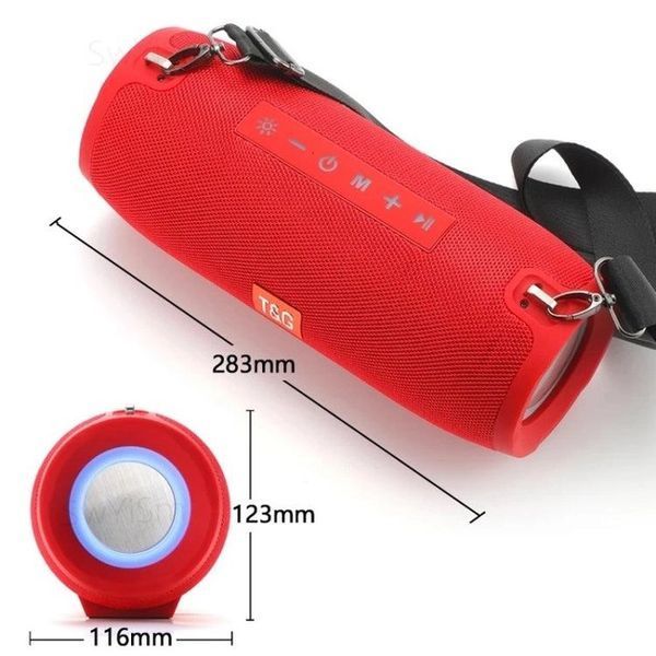 Портативна Bluetooth колонка TG534 SD IPX5 з ремінцем, бездротова колонка потужна. Колір: червоний 00017771 фото