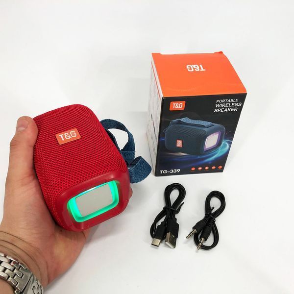 Портативная Bluetooth колонка TG339 5W с RGB подсветкой, Громкая блютуз колонка. Цвет: красный 00017223 фото