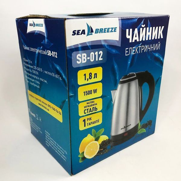 Електрочайник чайник електричний Sea Breeze SB-012 1.8 л тихий електричний чайник, маленький чайник 00019858 фото