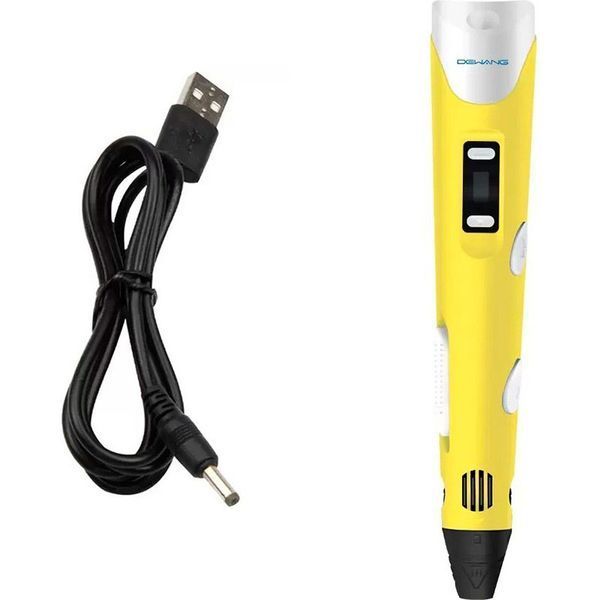 3D ручка Smart 3D Pen 2 c LCD дисплеєм, Дитяча електро ручка для фігурок із пластику. Колір: жовтий 00015789 фото