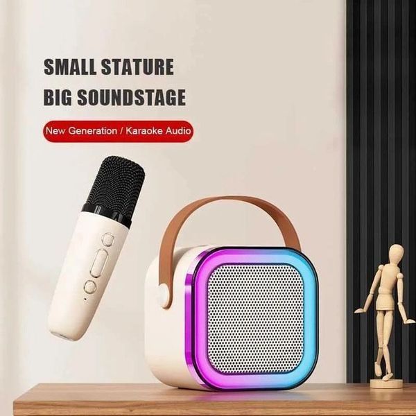 Портативная колонка с караоке микрофоном и RGB подсветкой K12 10W Bluetooth. Цвет: белый 00016321 фото