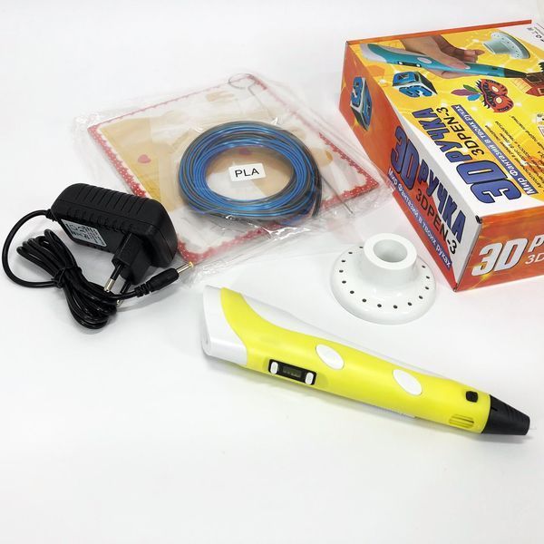 3D ручка Smart 3D Pen 2 c LCD дисплеєм, Дитяча електро ручка для фігурок із пластику. Колір: жовтий 00015789 фото