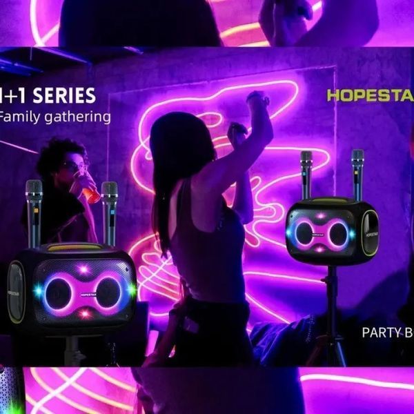 Бездротова Bluetooth колонка HOPESTAR PARTYBOX, 120 ВТ із двома мікрофонами 00017542 фото