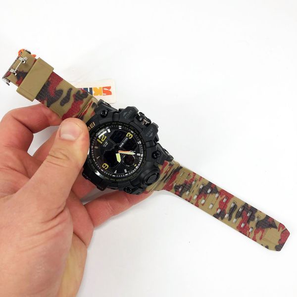 Часы наручные мужские SKMEI 1155BAG RED CAMO, брендовые мужские часы. Цвет: красный камуфляж 00022027 фото