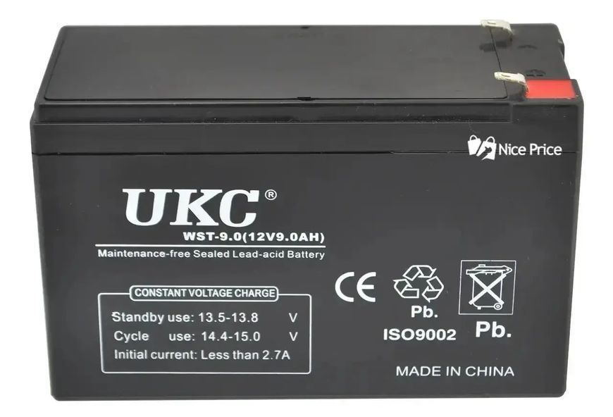 Батарея свинцово-кислотная UKC WST-9.0 12 V 9 Ah Black 00024669 фото
