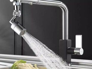 Насадка на кран Water для змішувача Аератор поворотна головка на 720 градусів з 2 режимами вигнутий обертовий 00012838 фото