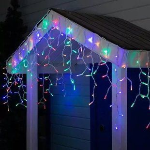 Разноцветный новогодняя праздничная гирлянда бахрома 120 led прозрачный провод 3х0.5 м 00024720 фото